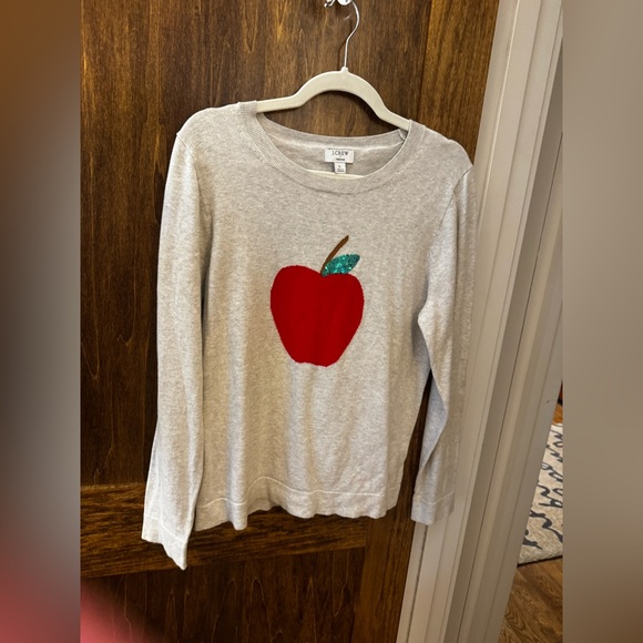 J. Crew Sweaters - J. Crew Cream Teddie Sweater with Red Apple Motif